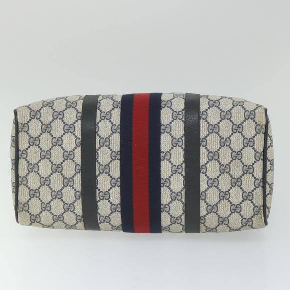 GUCCI GG Supreme Sherry Line Hand Bag Red Navy Gray 58 02 007 Auth 58751 - Picture 5 of 16